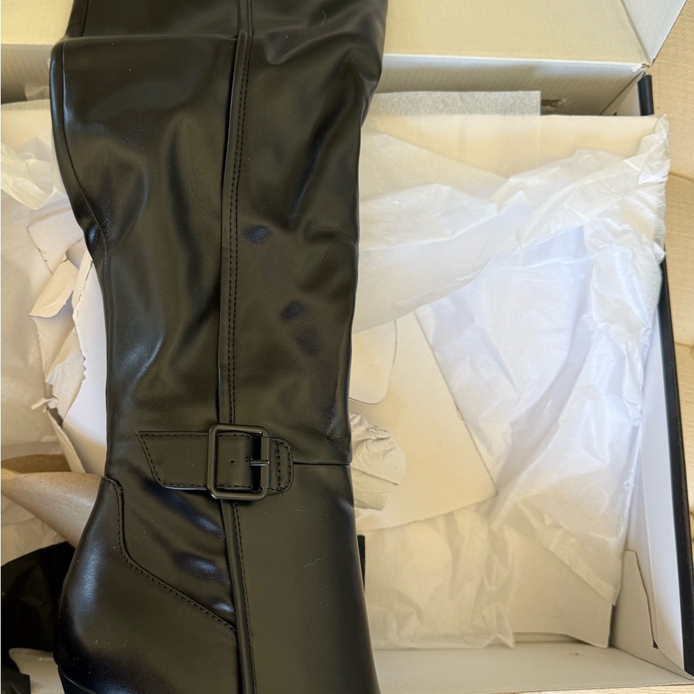 New in box! Nine West Flye Over-the-Knee Black Heeled Boots - Picture 4 of 6